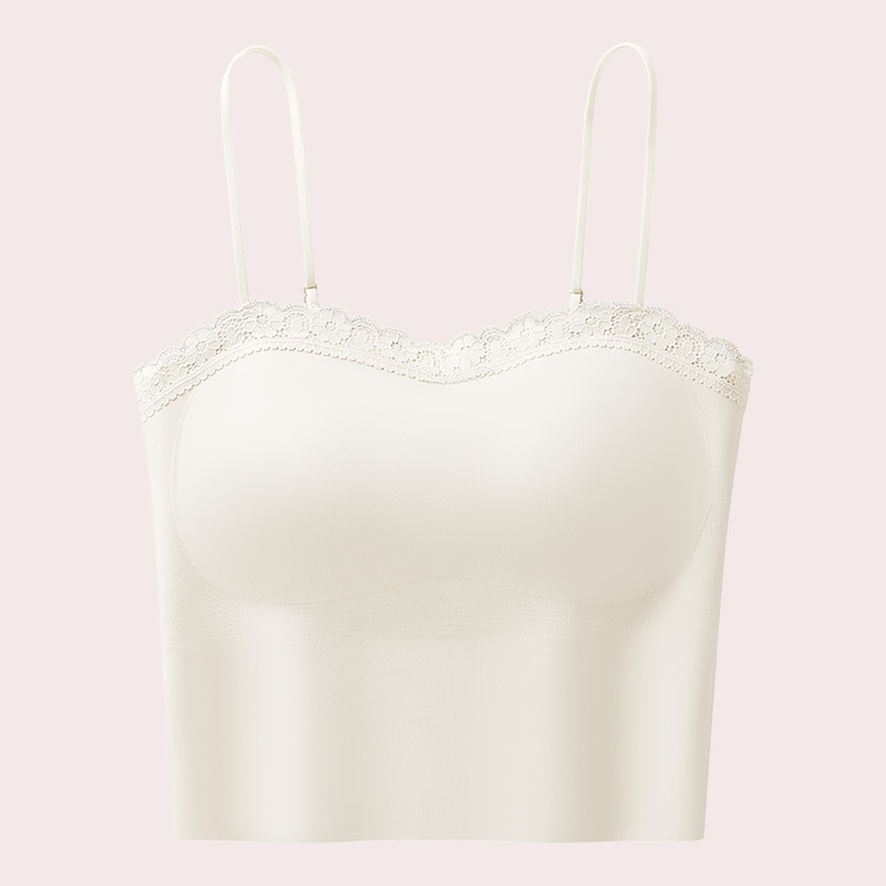 Encaje, hermosa espalda, tirantes, ropa interior, copa fija, sujetador sin usar, chaleco pequeño, sin costuras, desnudo, chaleco de todo fósforo