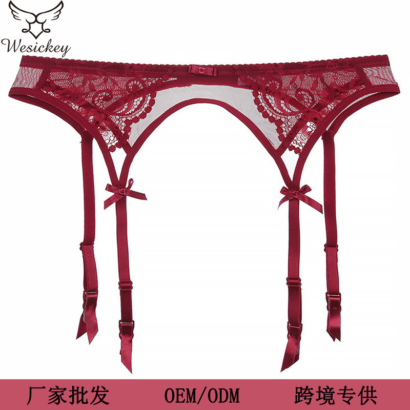 Cross-Border Sexy Garter Belt Ultra-Thin Seductive Lace Garter Waist Cincher Black Vintage See-Through Erotic Garter Garter Clip