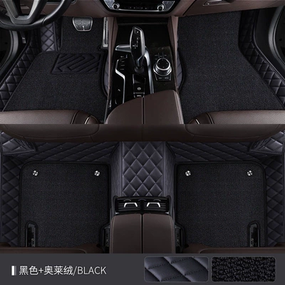 21 19 18 17 16 Universal Foot Pad - double-layer-olay-velvet-xpe-foot-mat-black-stitching-black-olay-velvet-bmw-x12023-2024-model