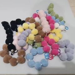 New Arrival Plush Colorful Pom-Pom Keychains: Creative Painted Spring Coil Accessories for Phone Cases, Women's Bags, and Packaging Décor