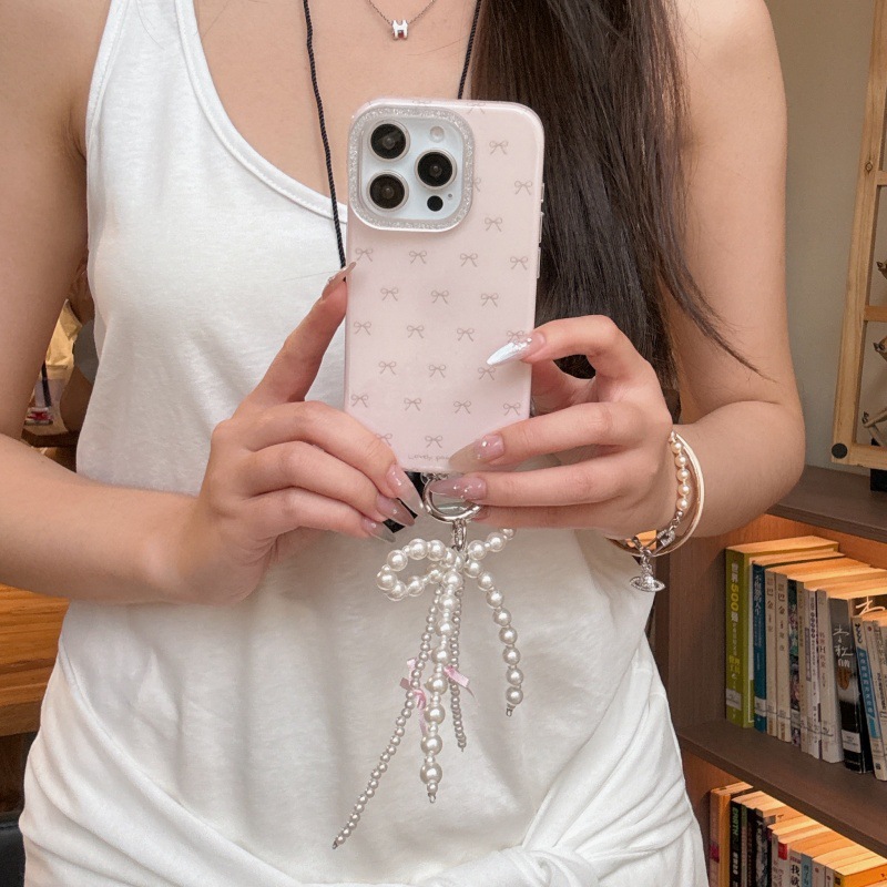 Chica ins rosa con lazo de pantalla completa para Apple 15ProMax/16 funda para teléfono móvil iphone14 nuevo 13