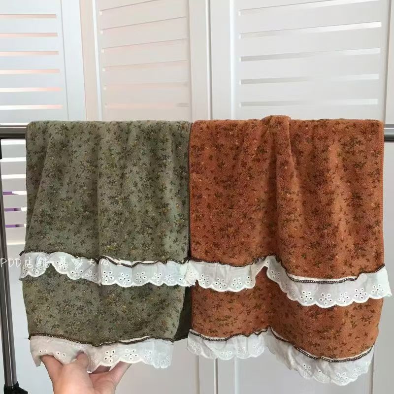 Serviette de visage en dentelle florale douce absorbante coral_voghion.com