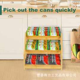 竹木罐头置物架厨房易拉罐饮料储物架红酒架简约可堆叠调料架