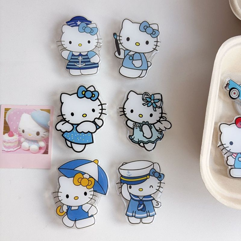 蓝色系天使翅膀kitty支架适用任何手机气囊3m粘贴式桌面懒人|undefined