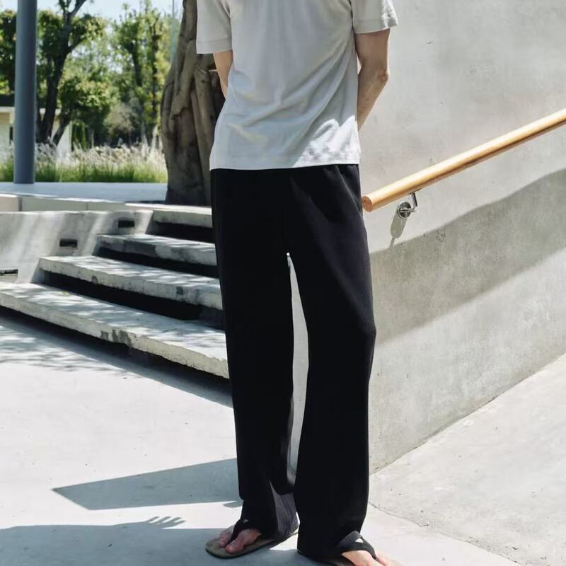 New Row-Style Triacetate Drawstring Casual Pants, Loose Old Money Style Straight-Leg Trousers New Row-Style Triacetate Drawstring Casual Pants, Loose Old Money Style Straight-Leg Trousers