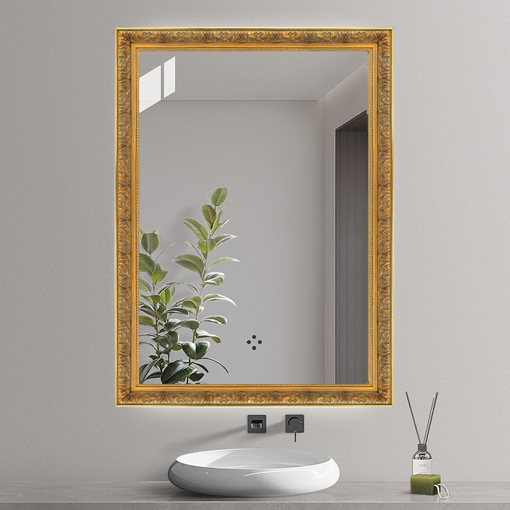 Retro solid wood Carved mirror frame Wall hanging Cloakroom to ground Dressing Frame Chinese style Entrance Wall hanging Wooden-frame