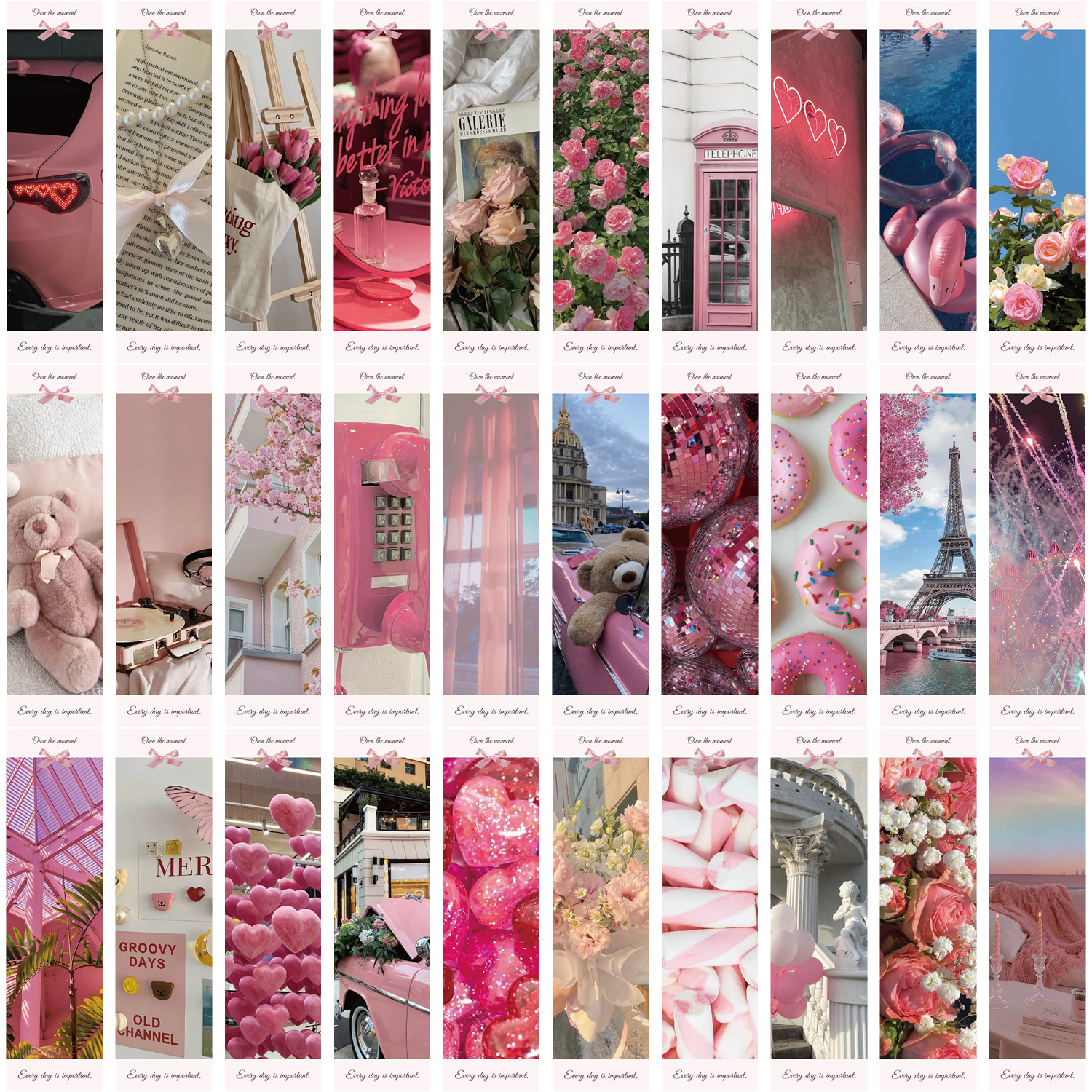 65g Weight Bookmark Stationery Type 30 Sheets Per Bag Quantity Learning Occasion White cardboard Material Heart Shape, Flower Pattern Korean Style Style Pink Color 30 Sheets Per Bag Heart Shape Flower Learning White Cardboard Korean Style Bookmark 1