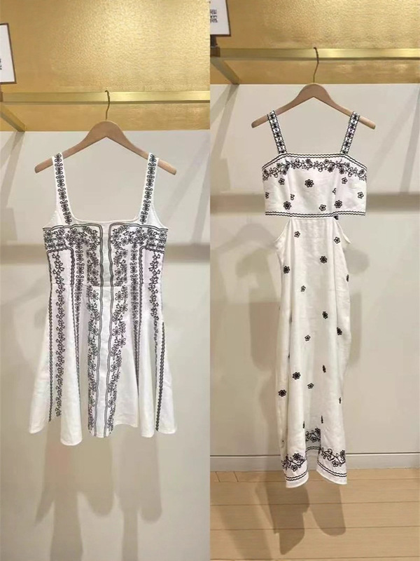 French Elegance 2025 Early Autumn New Style Three-Dimensional Cut Embroidered Floral Short Skirt with Exposed Waist and Long Strap Dress French Elegance 2025 Early Autumn New Style Three-Dimensional Cut Embroidered Floral Short Skirt with Exposed Waist and Long Strap Dress