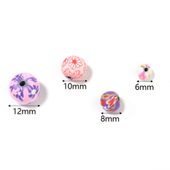 6-12mm Cross-border Colorful Soft Clay Beads, Printed Round Mixed Color Beads DIY Handmade Bracelet Necklace Accessories