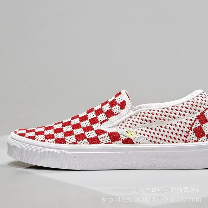 Putian Sneakers with Breathable Mesh Checkerboard Pattern, Slip-On Lazy Shoes, Couple Style, Simple and Fashionable Low-Top Casual Shoes