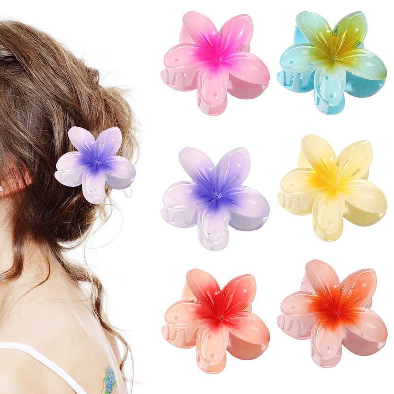 7CM Amazonヨーロッパとアメリカの国境を越えた人気のカラフルなプルメリアヘアピンフラワーグリッパーハーフグリップシャーククリップ後頭部用|undefined