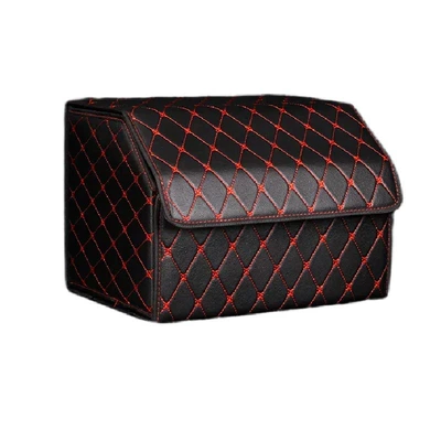 Removable Storage Box, Car storage bag/box - quilted-embroidery-black-with-red-thread-extra-large-size-653030cm