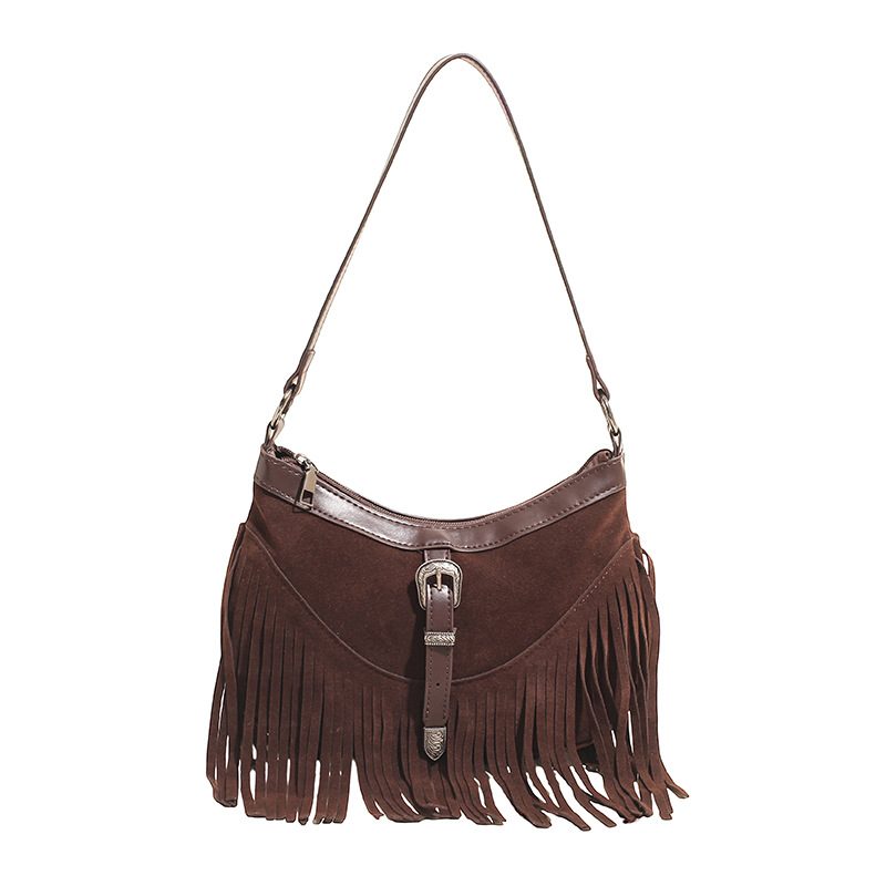 Bolsa de brazo retro retro transfronteriza con bordas para mujeres otoño y invierno 2025 nuevo estilo universal bolso de hombro de alta calidad bolso de transporte de pasajeros