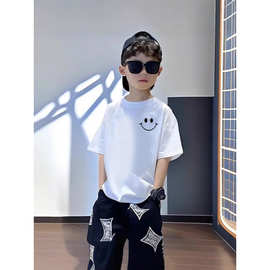 2025夏季男女童新款纯棉卡通印花短袖T恤中大童时髦休闲百搭上衣s
