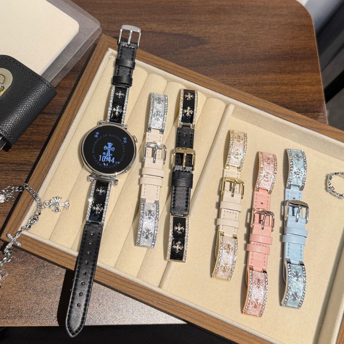 18_20_22mm Glue Cro Core Curved Piece with Leather Strap Suitable for Huawei Watch Watchgt41Mm