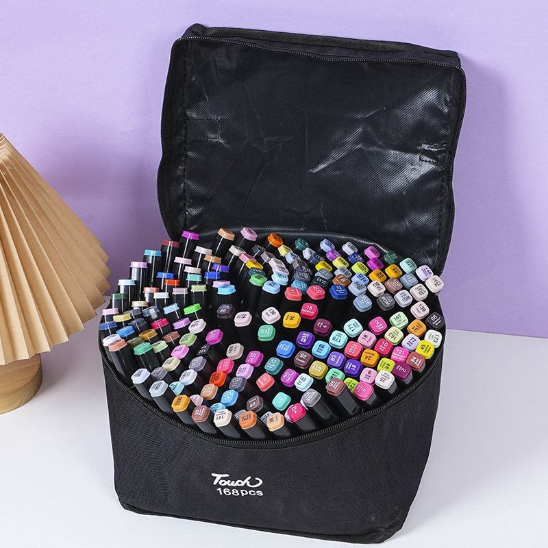 Juego de marcadores aceitosos de alcohol de doble cabeza al por mayor de fábrica, bolígrafos de acuarela para niños de color, marcadores de pincel de pintura, stock