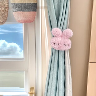 Cotton-Filled Cartoon Curtain Tiebacks, Plush Rabbit Curtain Tiebacks for Bedroom and Living Room Curtain Storage and Decoration