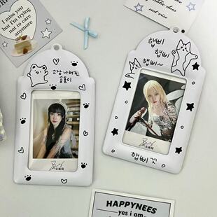 Supply Black and White Simple Line Animals 3inch Small Card Holder Card Clip Fan Storage