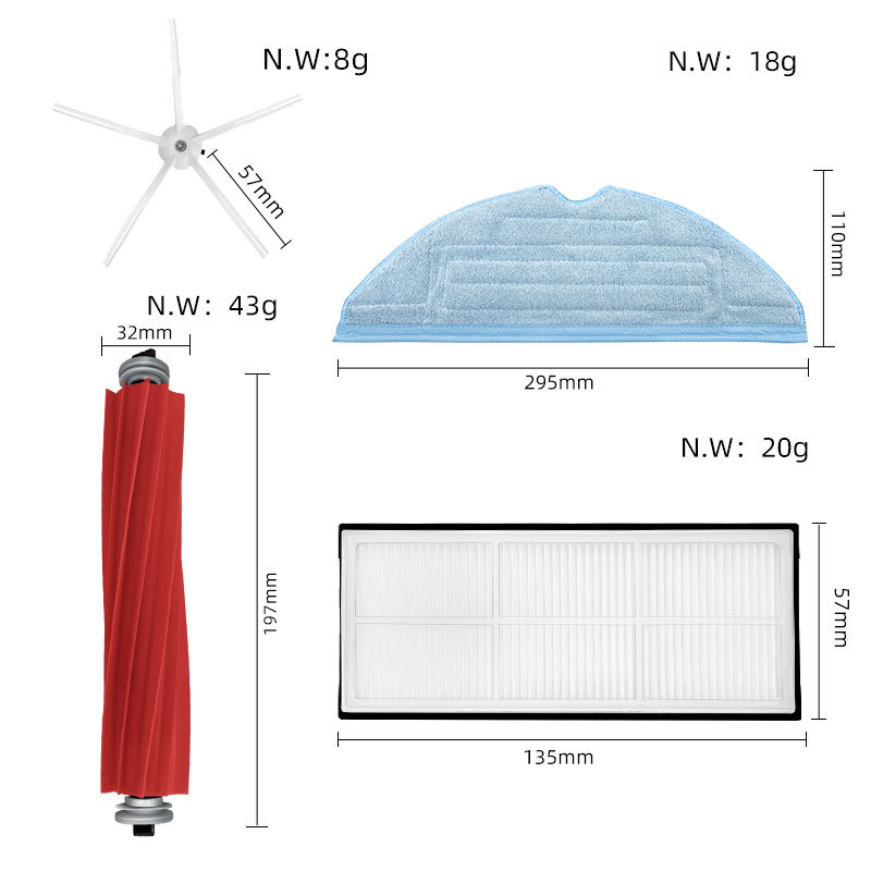 Suitable for Roborock sweeper accessories S7 T7S plus/G10 main side brush filter rag cleaning fluid