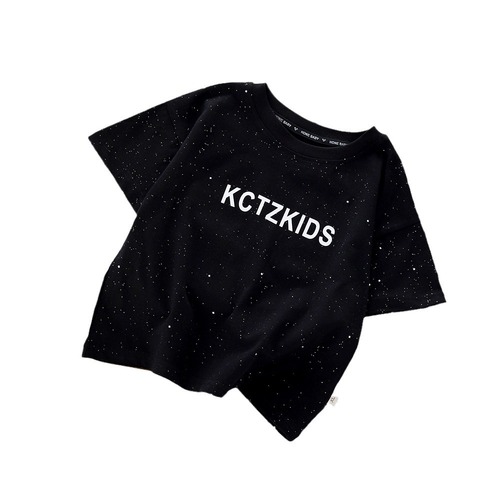 Boys' T-shirt short-sleeved summer 2024 Korean version of children's summer clothes, fashionable and medium-sized children's half-sleeved tops, silver Internet celebrity trend