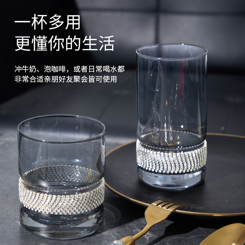 Tazas de cristal de diamante ligero de lujo de alto valor, tazas de vino extranjero, tazas de whisky, tazas de cristal resistentes a altas temperaturas