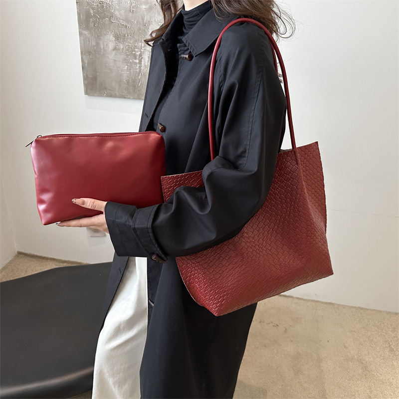 Retro versátil bolso de gran capacidad para mujeres 2024 nueva moda otoño invierno tejido moda tote bolso de hombro de alta calidad