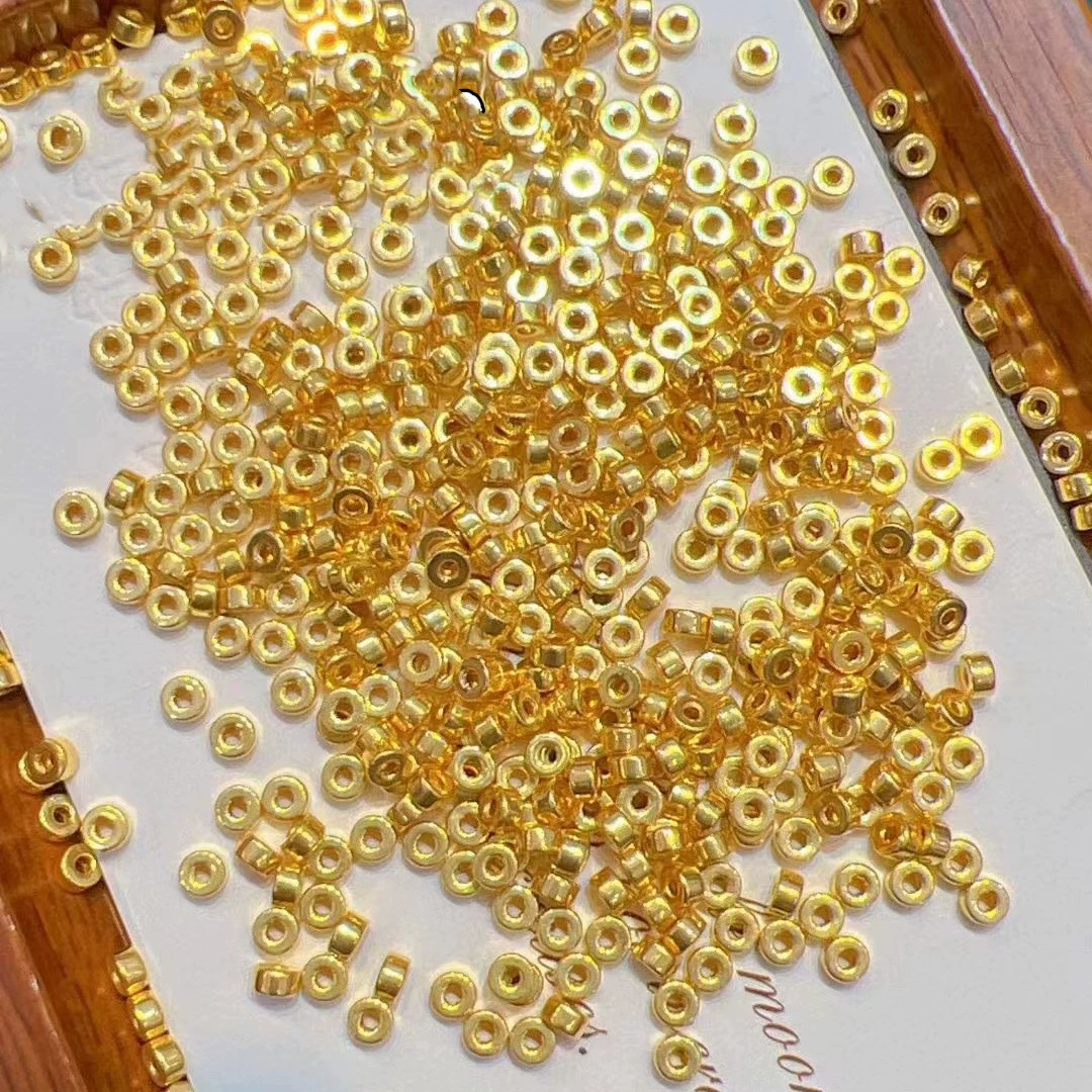 Золотая бусина-разделитель 3D из чистого золота 999 пробы, гладкая бусина-разделитель для браслета, DIY, маленький аксессуар из чистого золота.