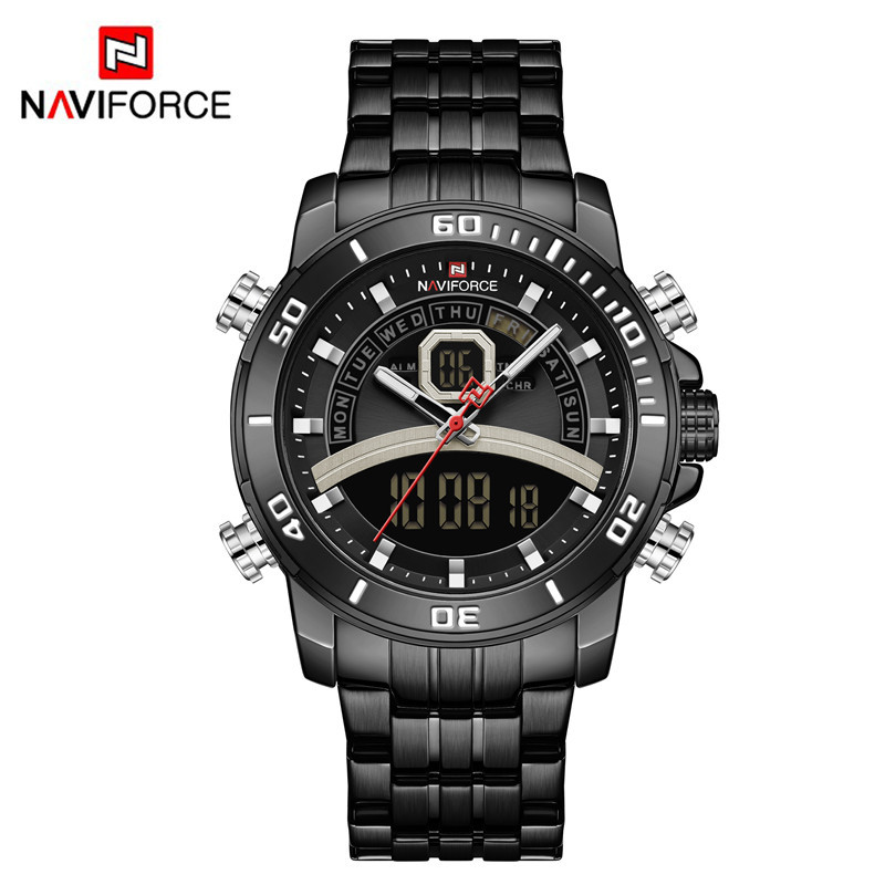 2020 nuevo NAVIFORCE Lingxiang 9181S Correa deportiva de acero doble pantalla reloj de hombre reloj de cuarzo reloj de hombre image 5