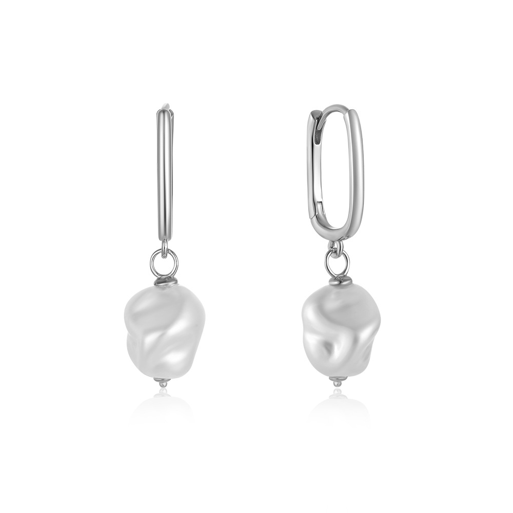 1 Pair Elegant Simple Style Geometric Plating Inlay Sterling Silver Pearl Zircon Drop Earrings display picture 86