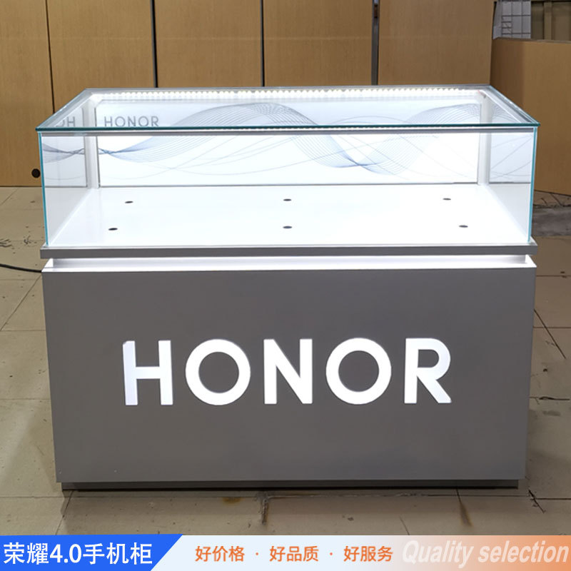 荣耀手机柜现货铁质钢化玻璃LED灯精品陈列展示柜台样品LED展示柜