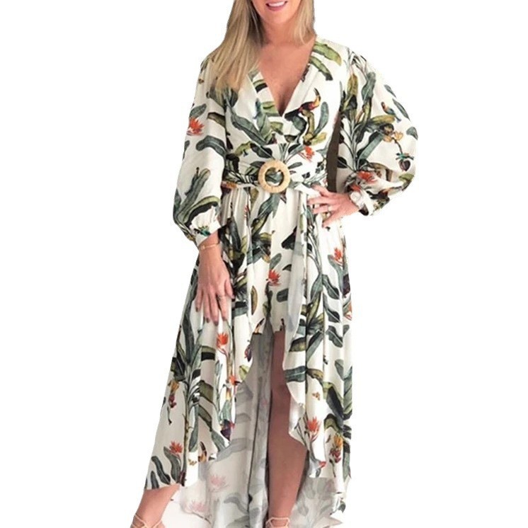 Women's Regular Dress Elegant Simple Style V Neck Printing Long Sleeve Ditsy Floral Midi Dress Casual display picture 7