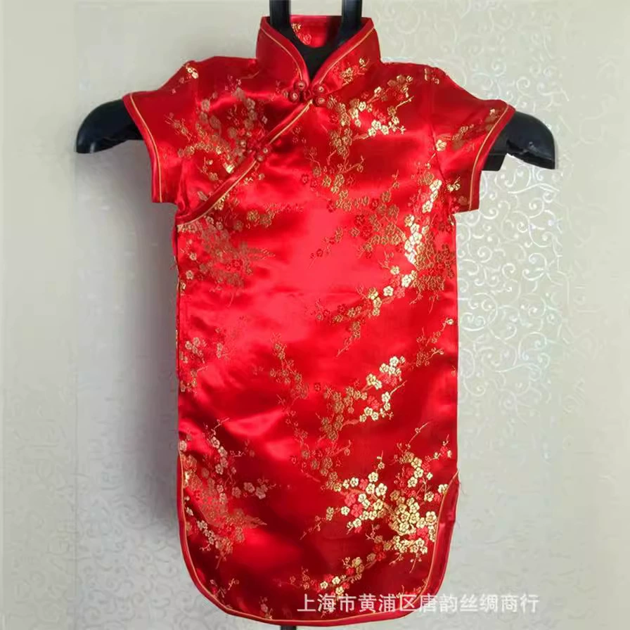 Экспорт в Сингапур Хороший материал плетение парчи Цветение сливы Детский костюм Тан Cheongsam Одежда для девочек Performance Cheongsam Dress