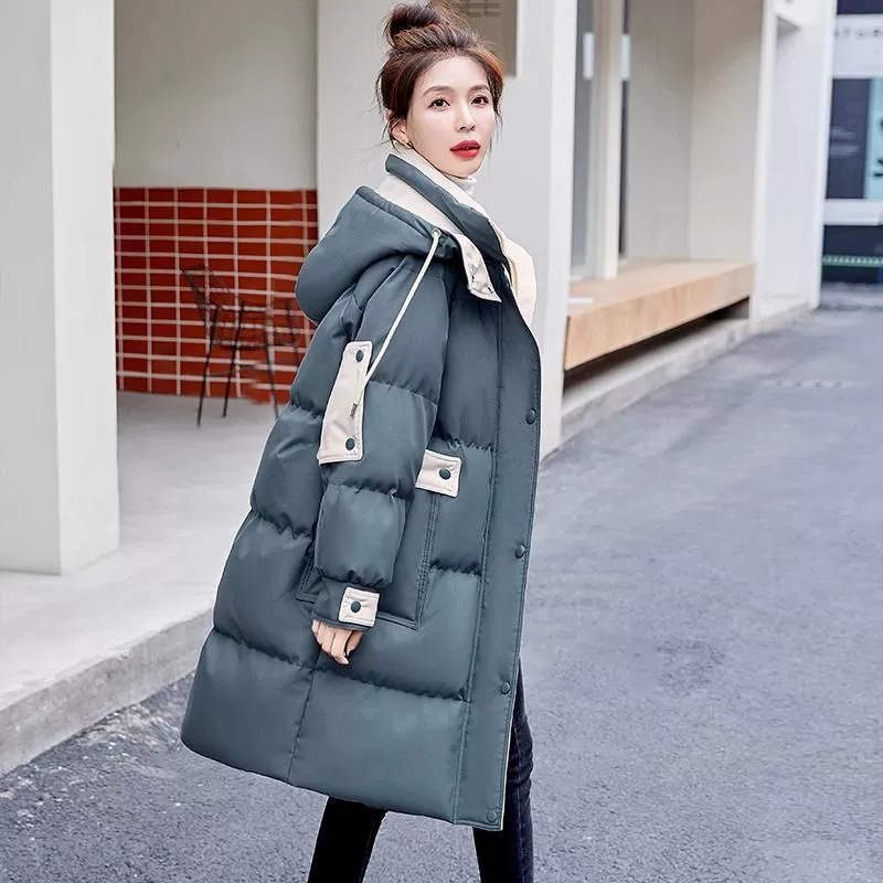 Down‑filled mid‑length jacket, women's 2024 model, extra‑thick, hooded