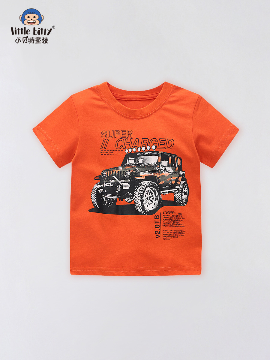 2025 Summer Kidsren's Short-Sleeved T-Shirt Tops Boys Cartoon Cars European and American Tops Clothing Kidsren's Tops