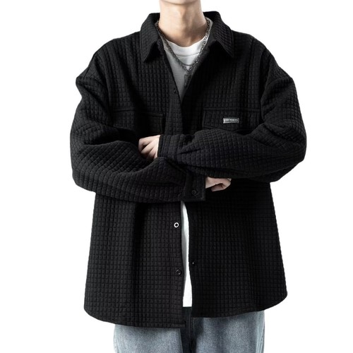 3D Waffle Coat Men Autumn Winter Streetwear High Street City Boy Work Jacket Men Loose American Style