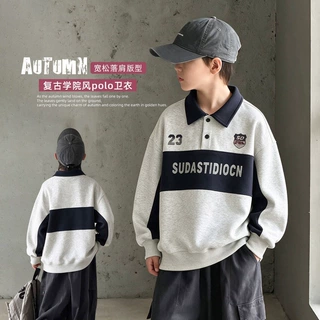 男童长袖polo衫2026新款儿童学院风卫衣春秋季中大童打底上衣洋气