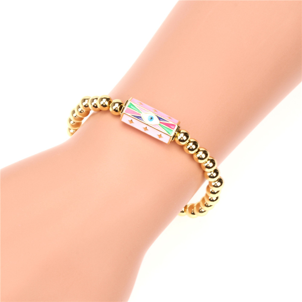 wholesale jewelry devilu0027s eye enamel beaded copper bracelet cnihaojewelry