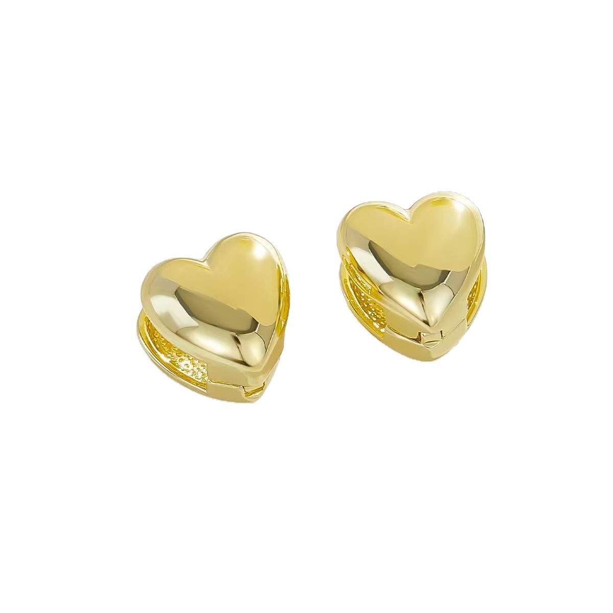 Venta caliente transfronteriza hebilla de oreja de corazón de melocotón súper parpadeante Pendientes simples y exquisitos en forma de corazón de amor francés Pendientes de lujo ligero de alta calidad al por mayor