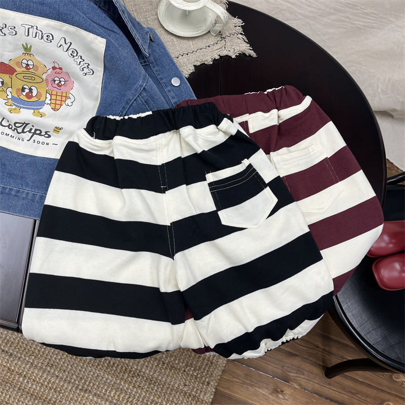 Chlapecké dětské korejské pruhované oblečení 2024, nové jarní oblečení, hygienické kalhoty, dětské stylové volnočasové kalhoty_voghion.com