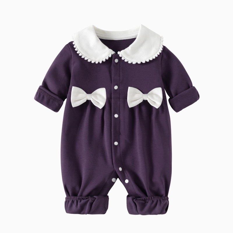 긴 소매 보라색 리본