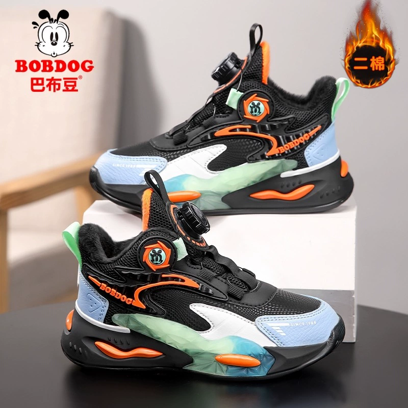 巴布豆 Demi-season fleece keep warm sports shoes for boys, children's footwear, for teenagers