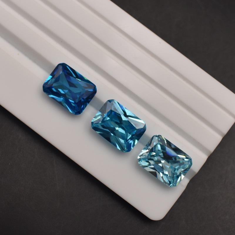 Deep sea blue baguette chamfered stone
