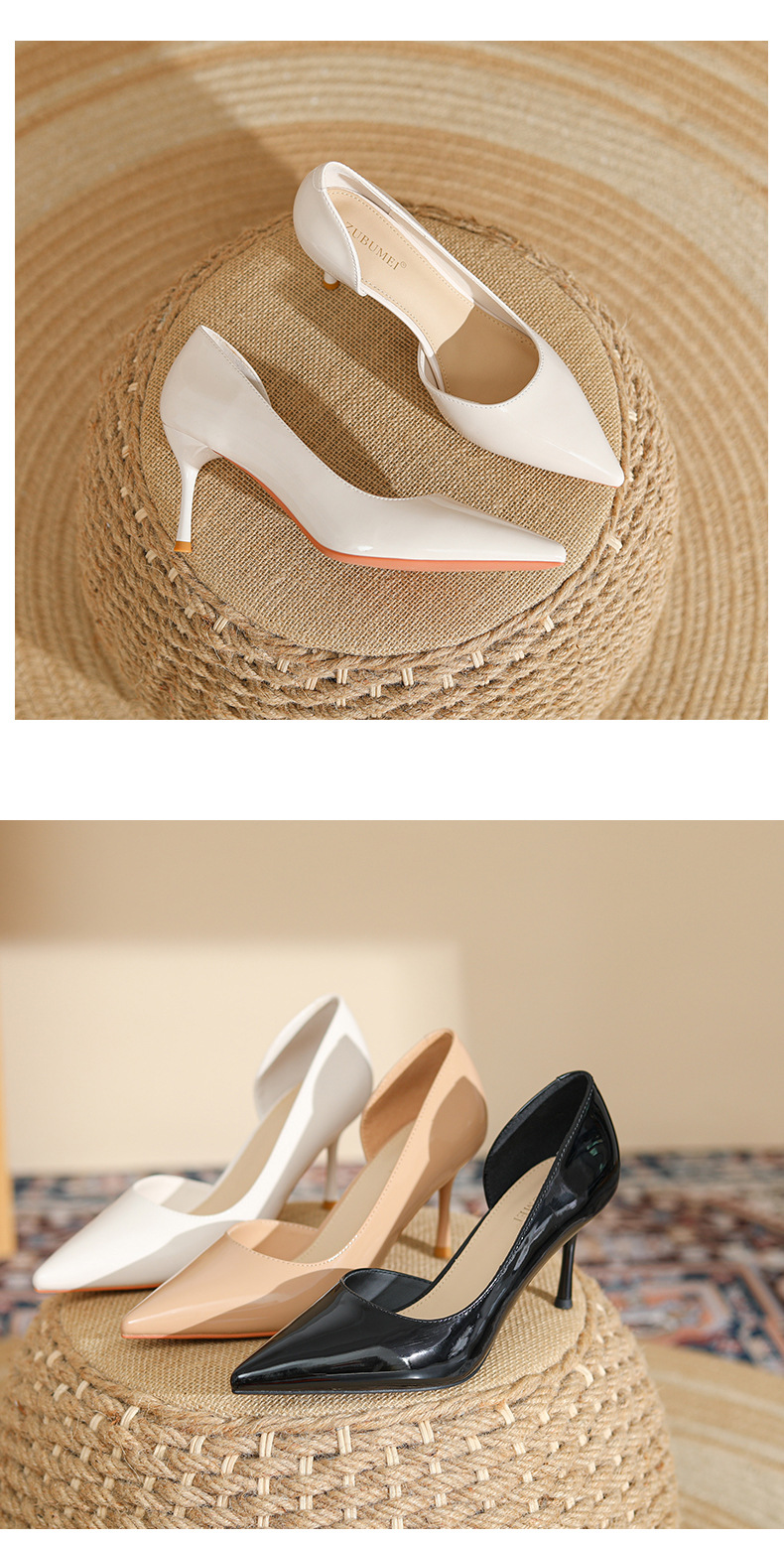 Sandal cao gót nữ mũi nhọn kiểu xẻ bên phong cách Hàn Quốc — Màu trà sữa chi tiết 10