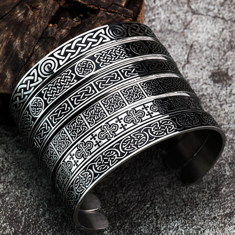 Norse Pirates Stainless Steel Bracelet Viking Celtic Knot C-Shaped Bracelet Polished Epoxy Model Spot Wholesale