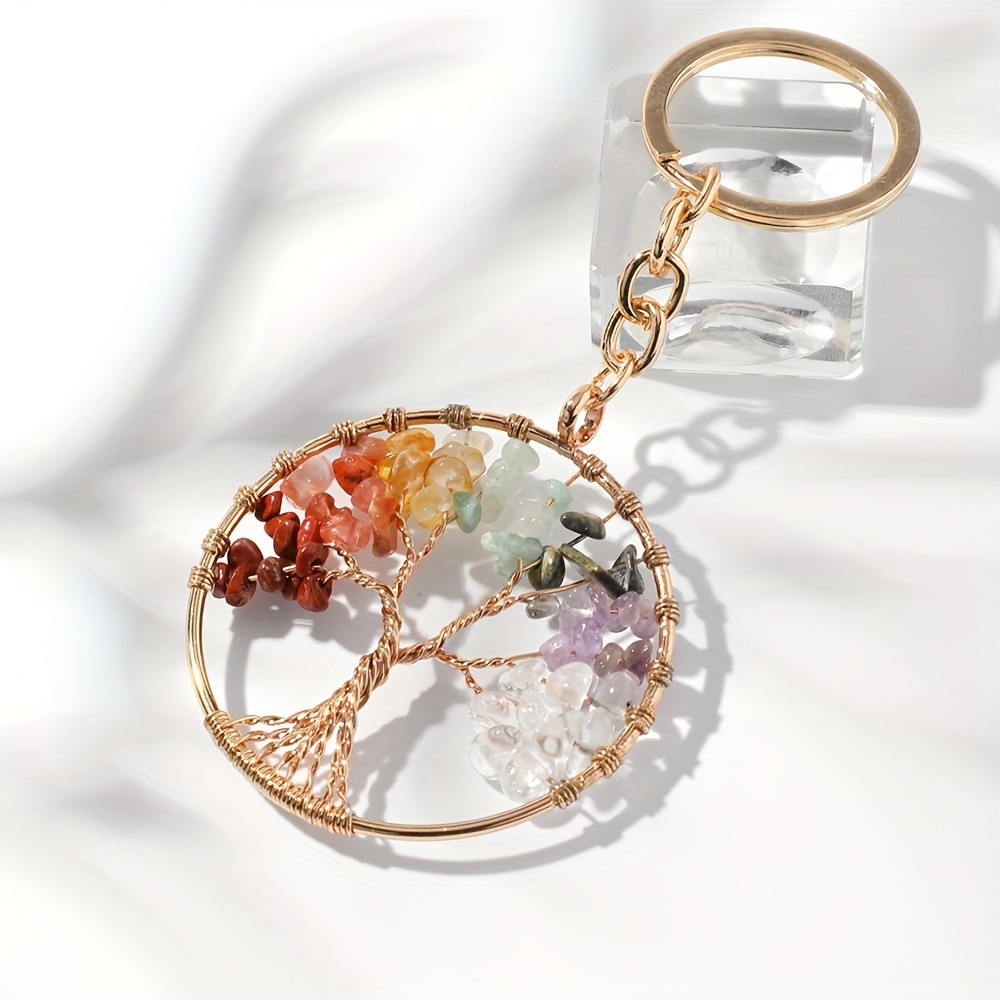 Bag Pendant, Keychain Classification Simple Style Life Tree Natural Stone Copper Wire Unisex Bag Pendant Keychain