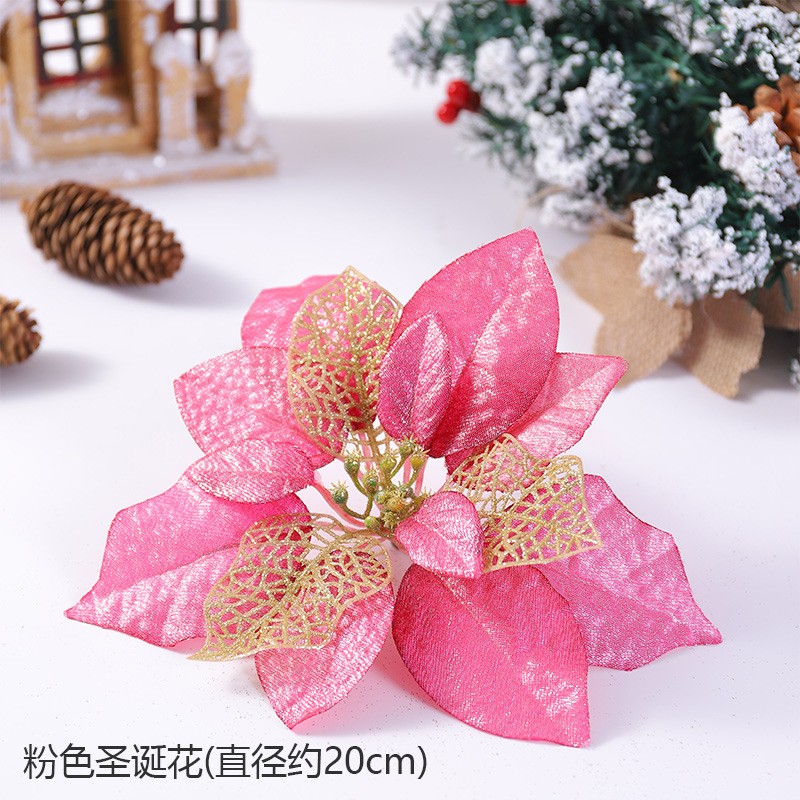 2025 flores de navidad simuladas flores de navidad árbol de navidad accesorios de guirnaldas decoración de árbol de navidad decoración de caña al por mayor