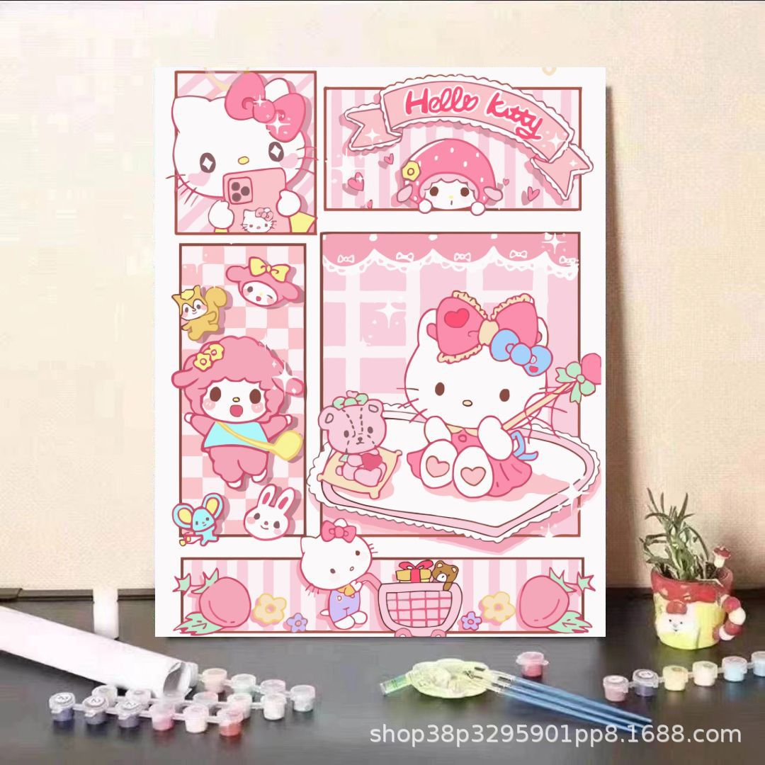 Pintura al óleo digital DIY dibujos animados para niños, estudiantes de Steele, pintura decorativa descomprimida, pintura animada