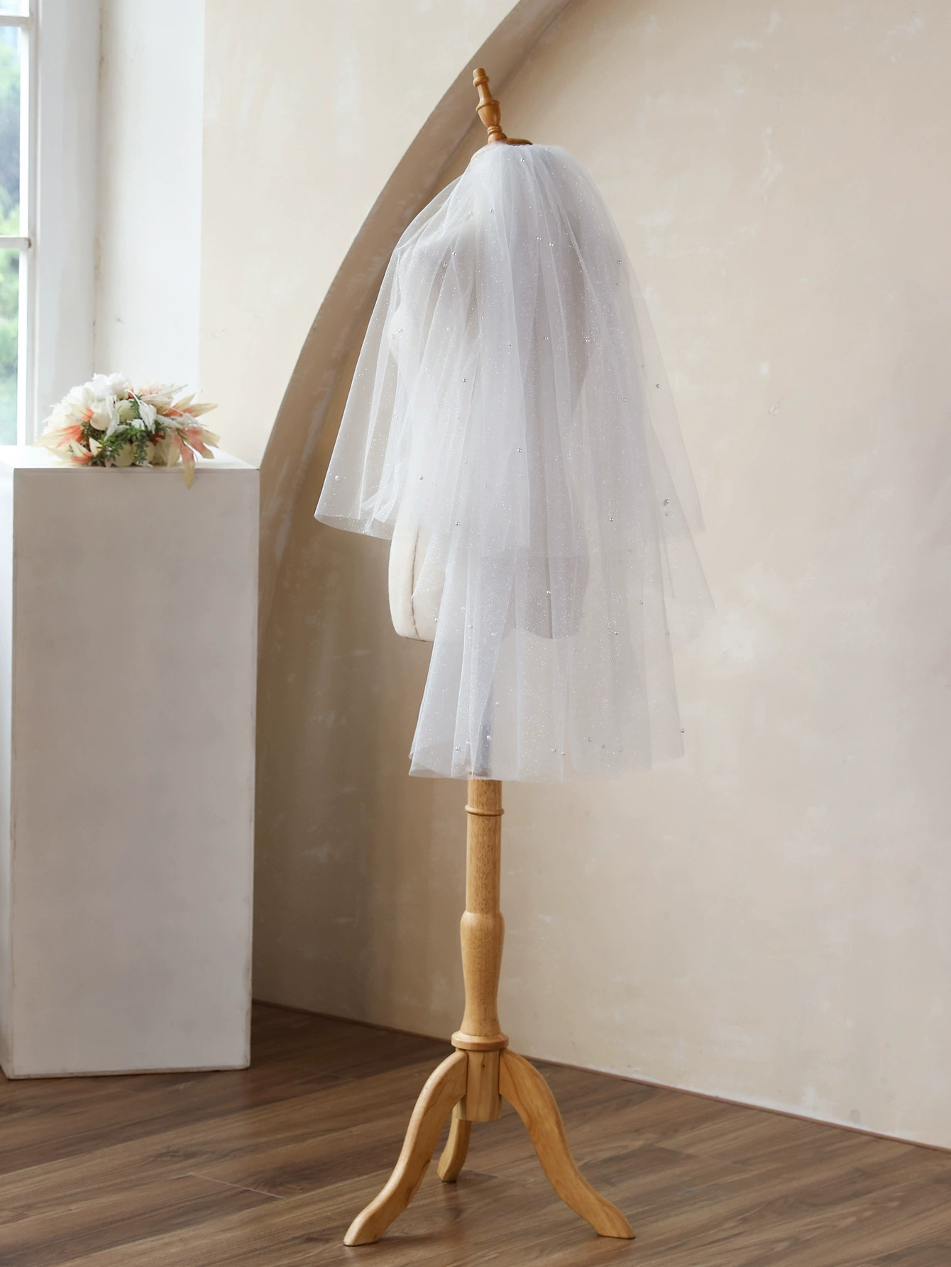 Двухслойные Тонкие Светящиеся бусины в Корейском стиле Фата невесты свадебный головной убор для фото студия фототур свадебная фата оптом