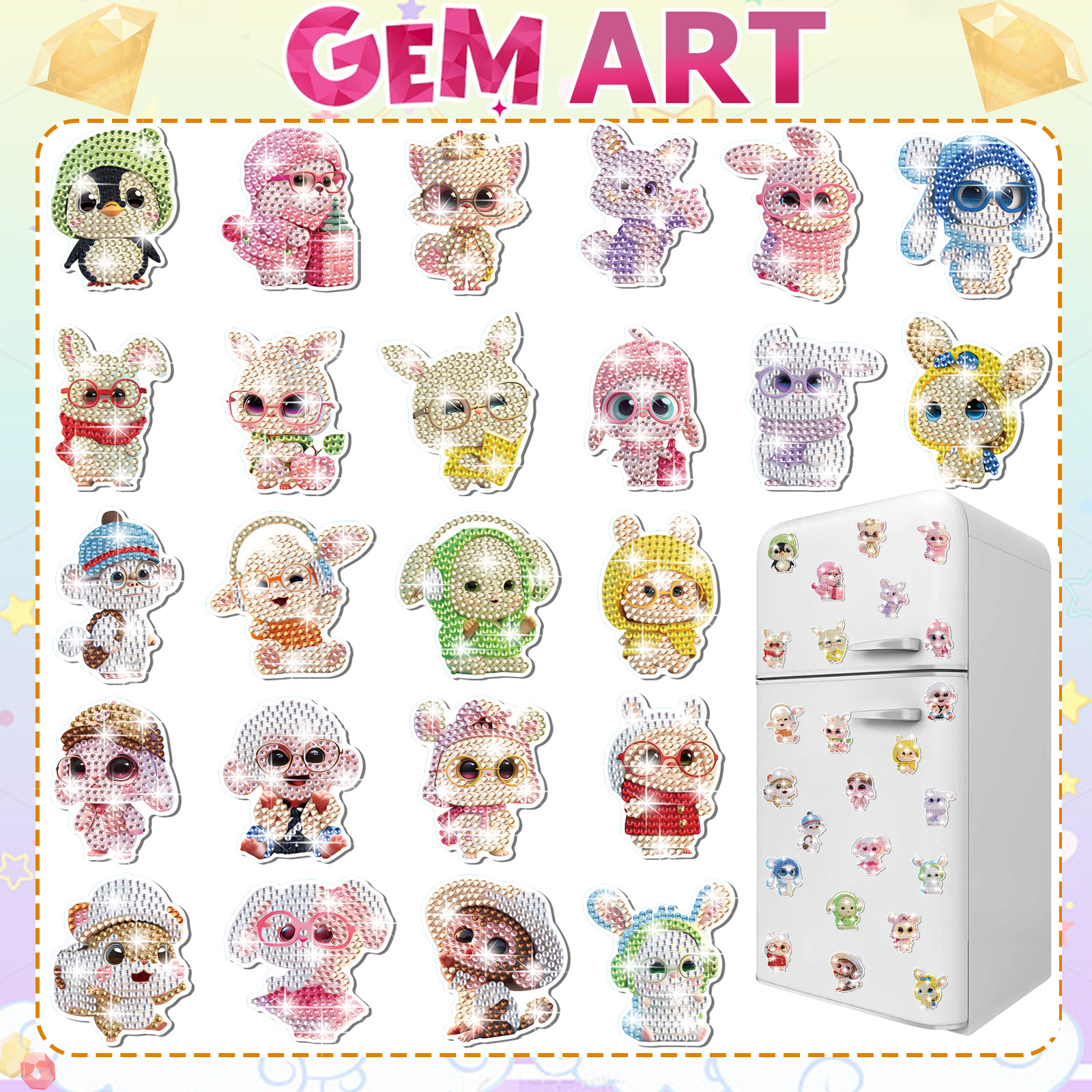 Animal adorable pingüino magnetismo dibujo de diamante pegatinas de refrigerador para niños hechos a mano diy creativo mampostería pegatinas juguetes al por mayor