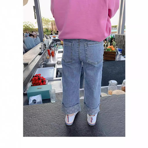 Children's clothing for girls, autumn collection 2024, new denim pants, children's spring and autumn pants, casual pants for outerwear, stylish autumn.